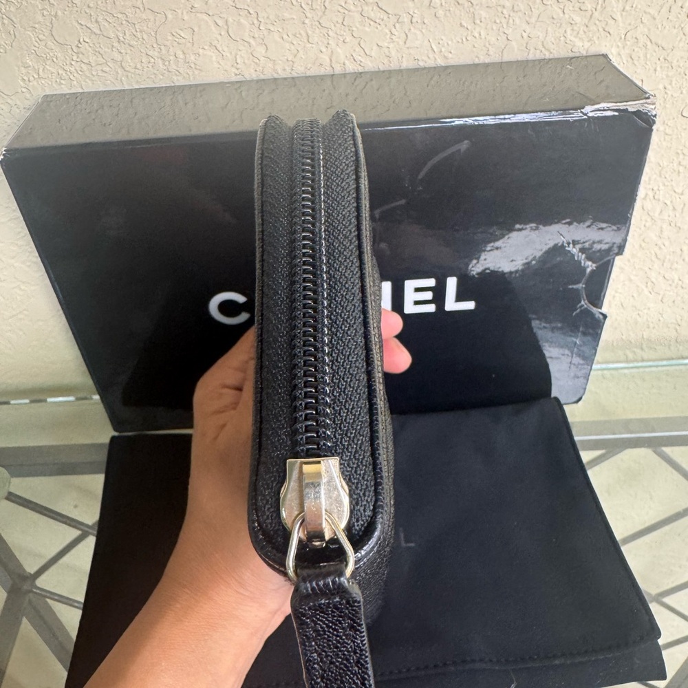 CHANEL Black Quilted Caviar Leather Boy Long Zipped Wallet - Picture 6 of 13